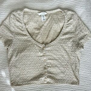H&M Cream Textured Crop Top